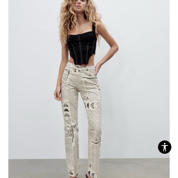 Zara White Newspaper Jeans - Picture 2 of 8